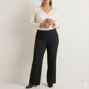 Lafayette 148 NY Straight Leg Virgin Wool Trouser Dress Pants 6 Black Stretch